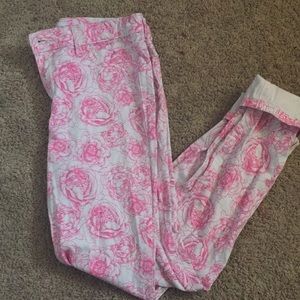 Pink and white floral pants for kids